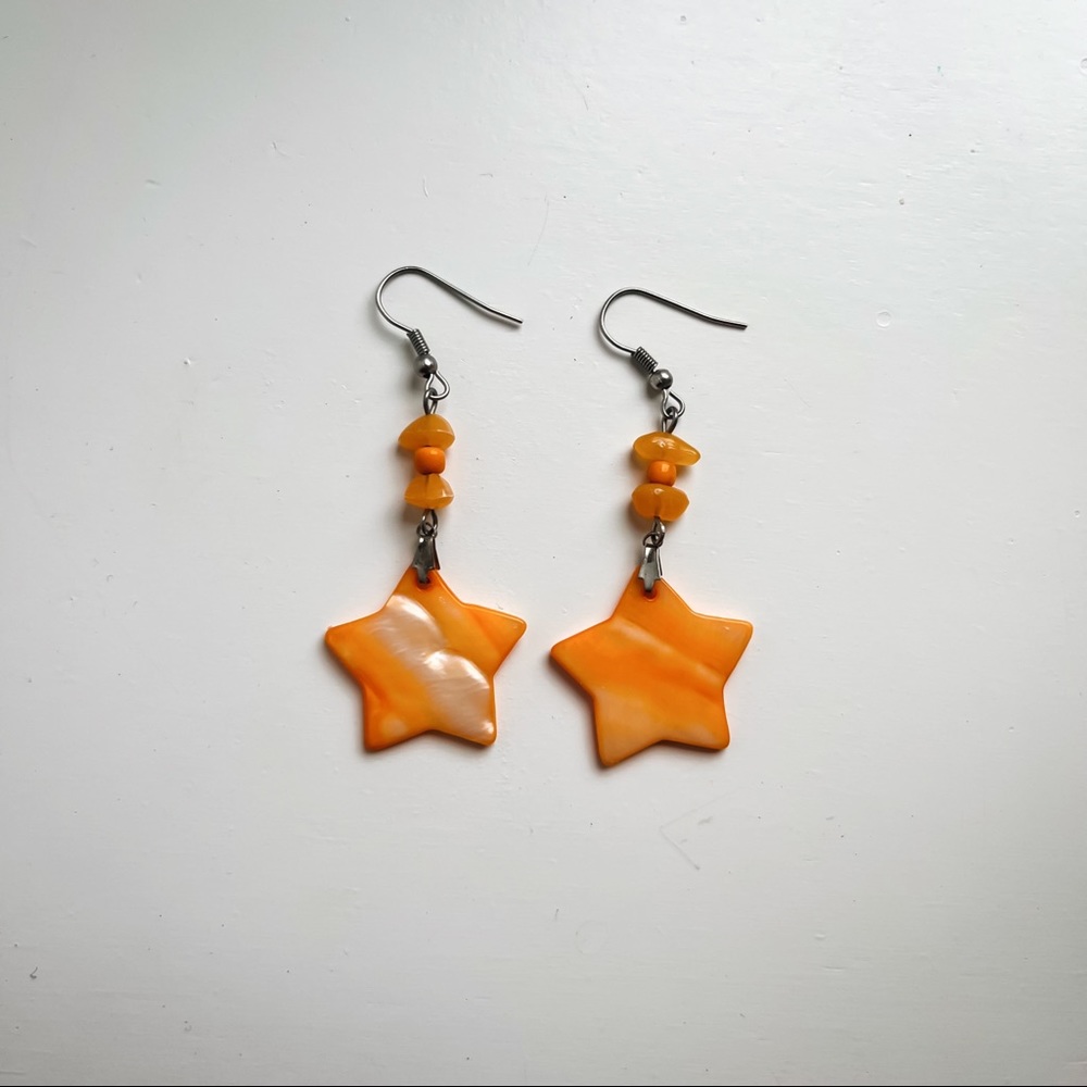 Orange Star Earrings